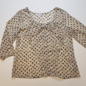 Charming Charlie Tops | Sheer Tan Top with Bow